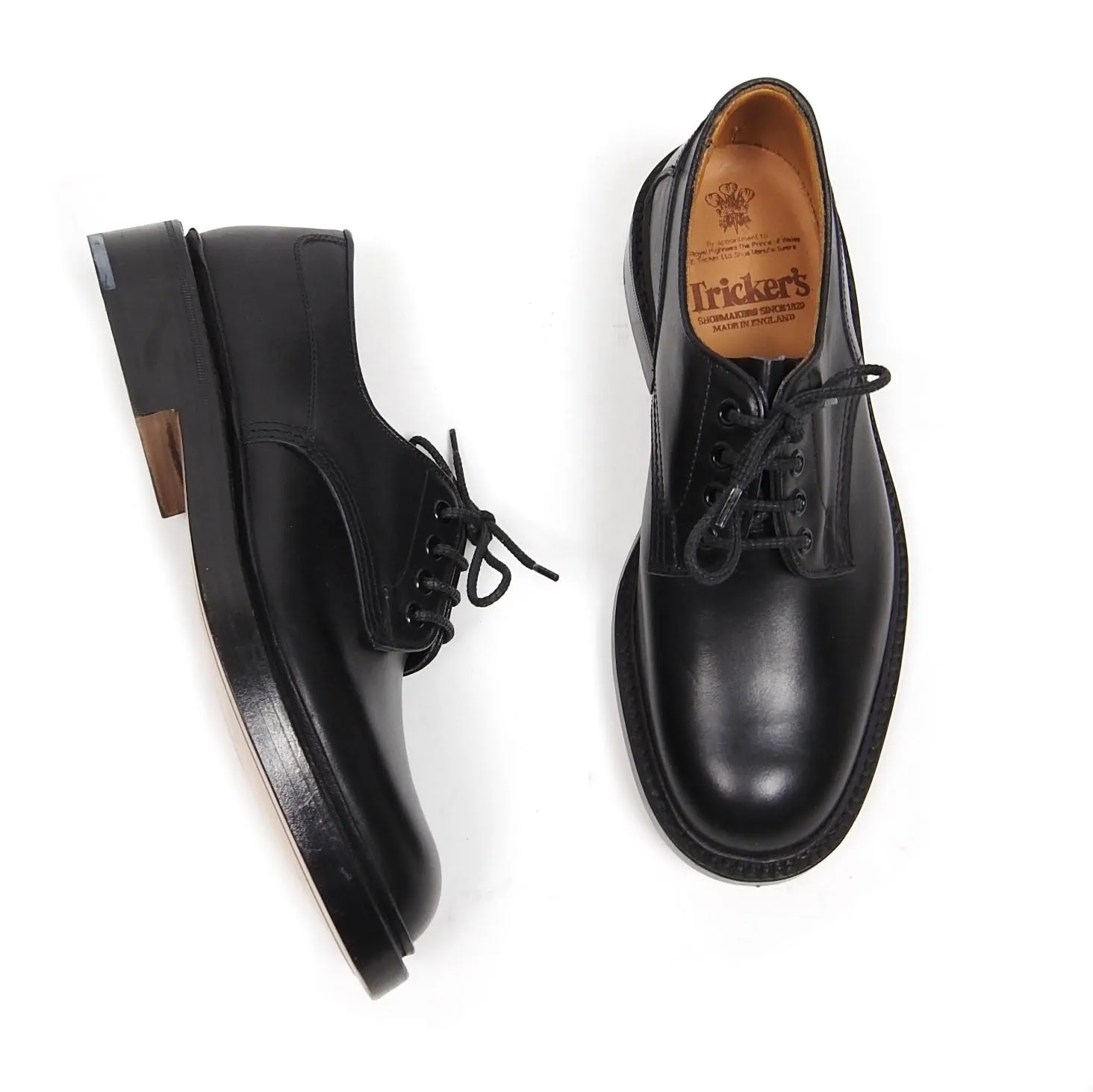 Trickers Black Plain Derby Fit US8