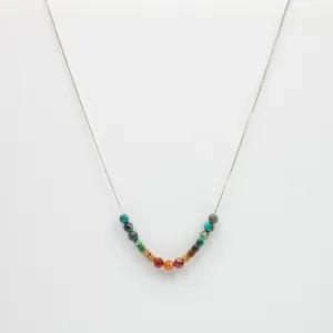 Turquoise & Hessonite Adjustable Slide Chain Gemstone Necklace