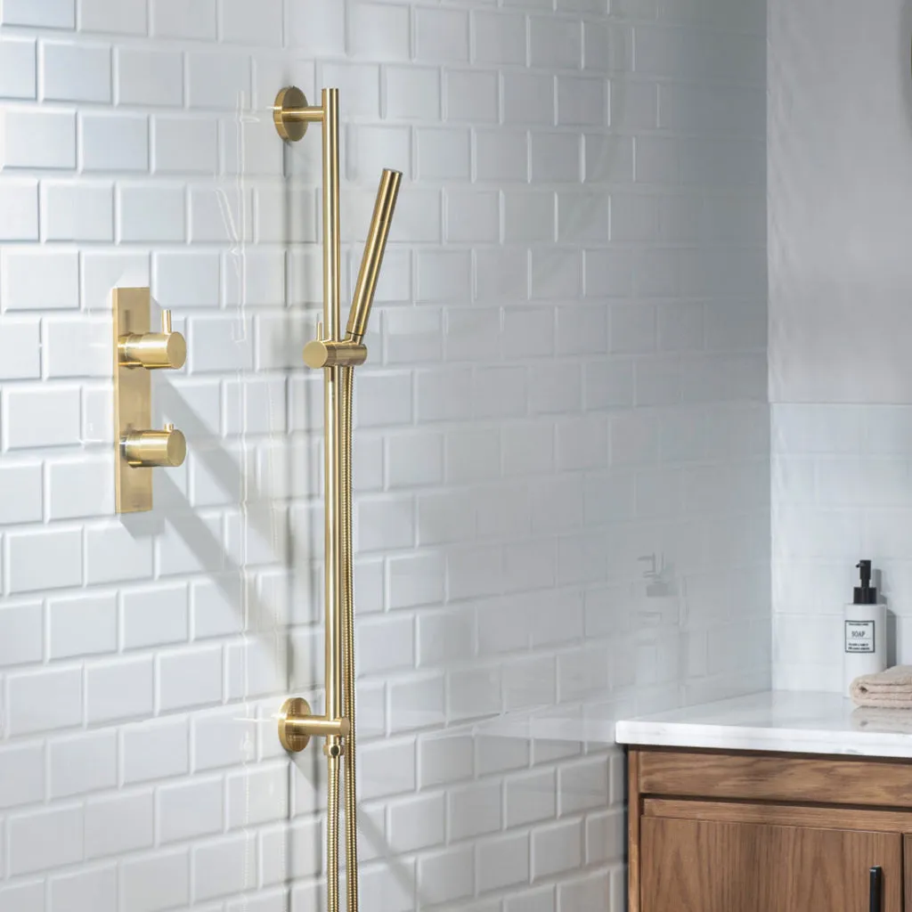Universal Round Hand Shower Column Set - Wall Mount - 24" Brass/Matt Black