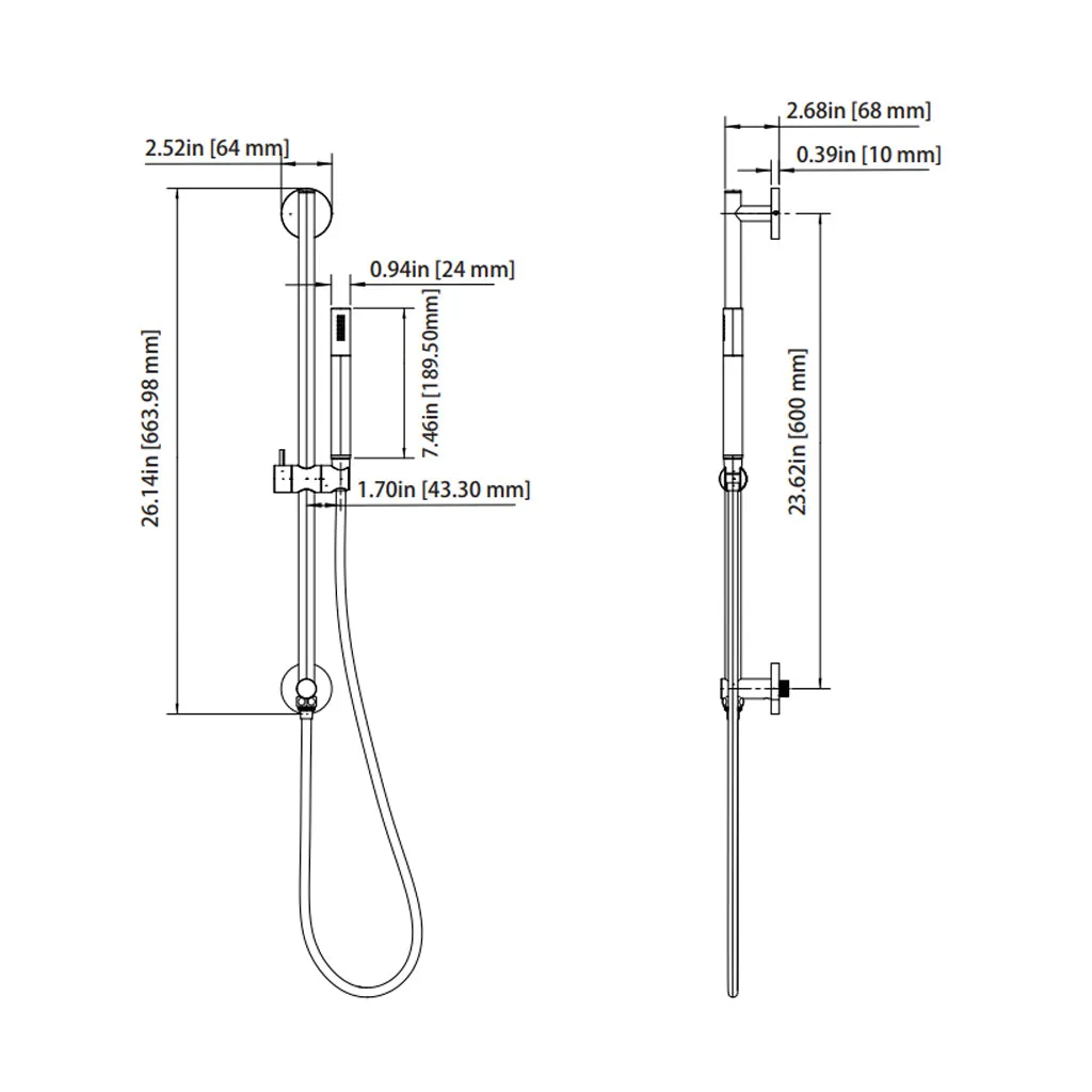 Universal Round Hand Shower Column Set - Wall Mount - 24" Brass/Polished Nickel