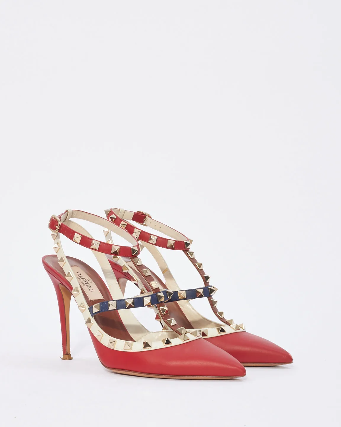 Valentino Red Rockstud Strap Sandal Heel - 37.5
