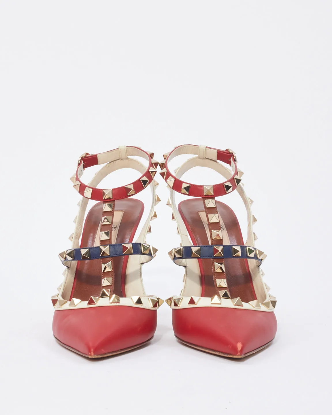 Valentino Red Rockstud Strap Sandal Heel - 37.5