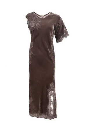 Velvet Luna Long Bias Dress - Fudge
