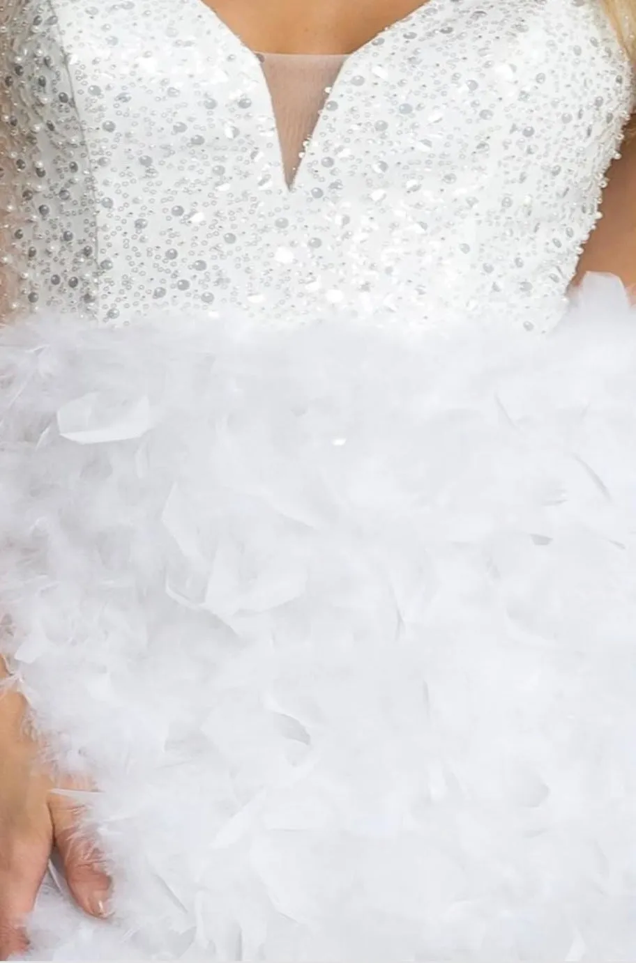 Victoria Sequin Feather Corset Cocktail Dress