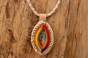 VIRGEN DE GUADALUPE VIRGIN MARY LEATHER HANDMADE NECKLACE PENDANT