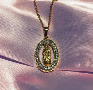 Virgin Mary Necklace, 18k gold plated Virgin Mary charm , gift for catholic , catholic necklace , Virgin Mary pendant ,gold virgin mary