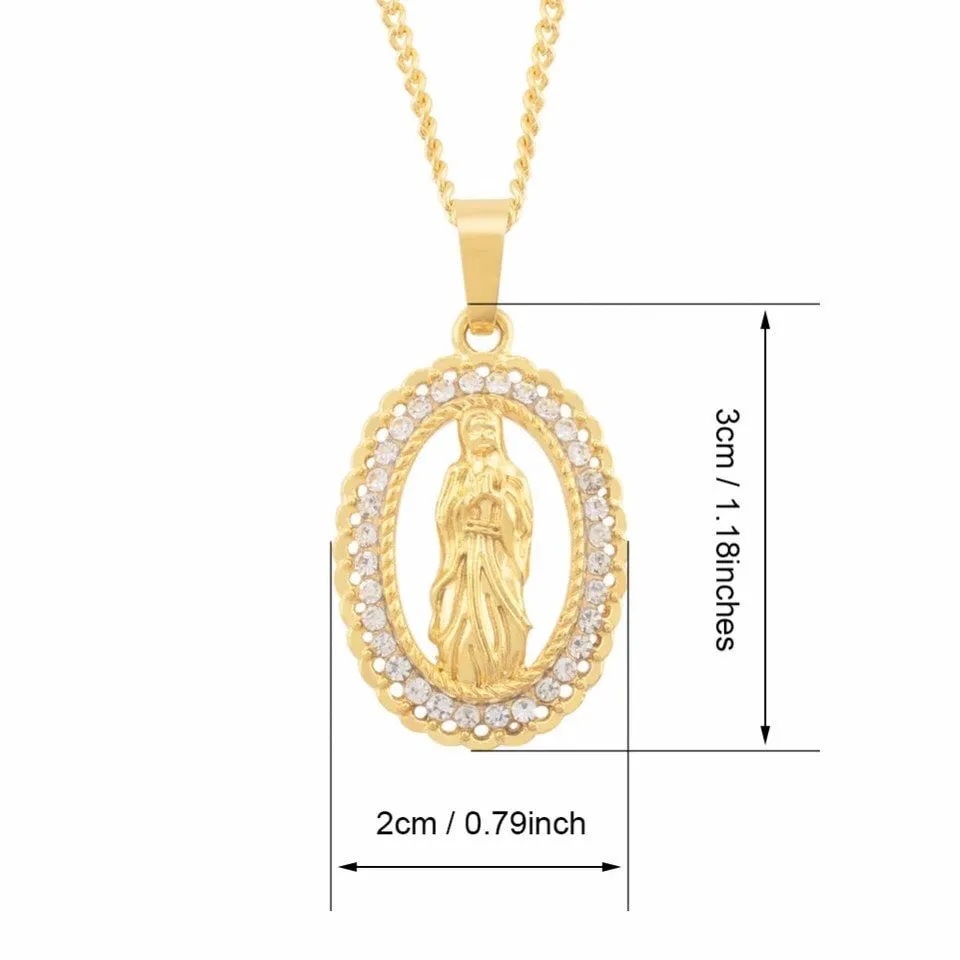 Virgin Mary Necklace, 18k gold plated Virgin Mary charm , gift for catholic , catholic necklace , Virgin Mary pendant ,gold virgin mary