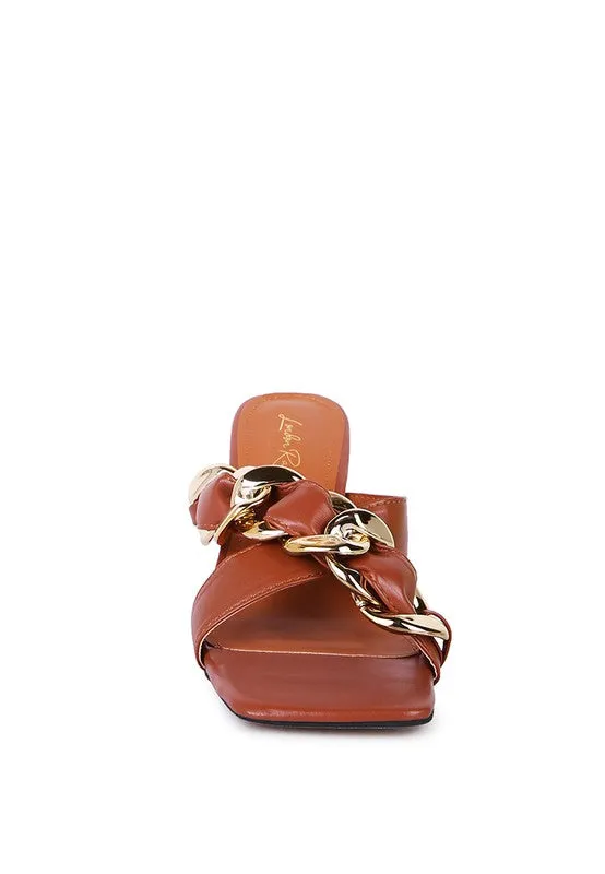 WANDY Clear Heel and Chain Detail Sandals