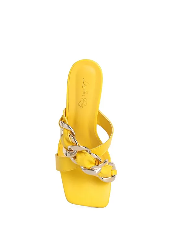 WANDY Clear Heel and Chain Detail Sandals