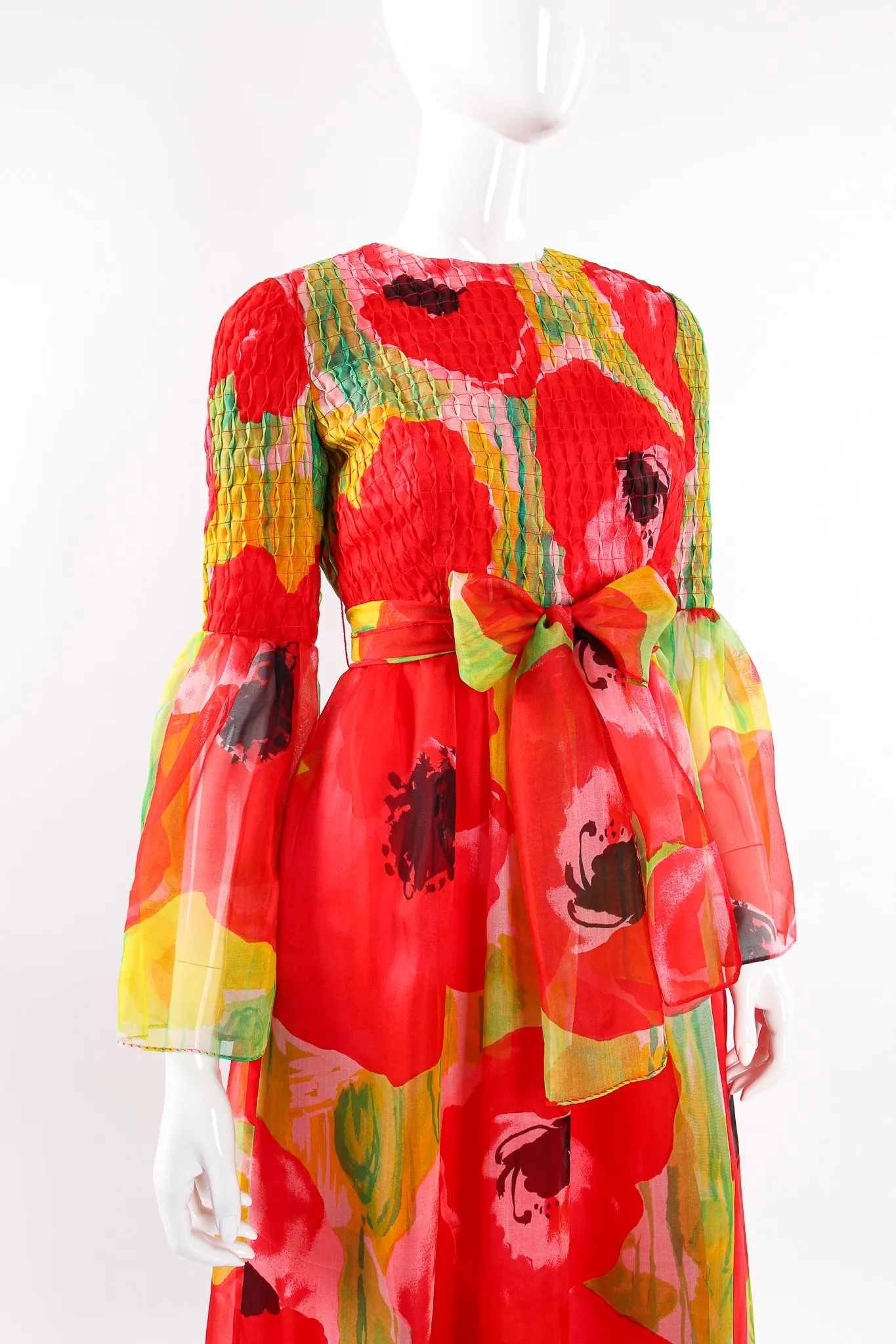 Watercolor Poppy Organza Dress