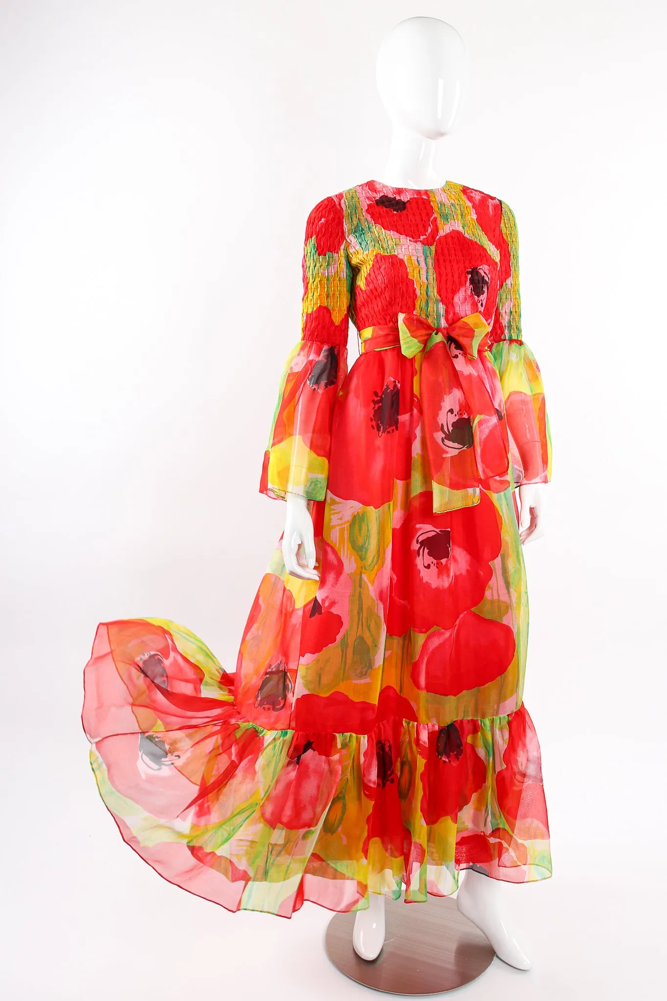 Watercolor Poppy Organza Dress