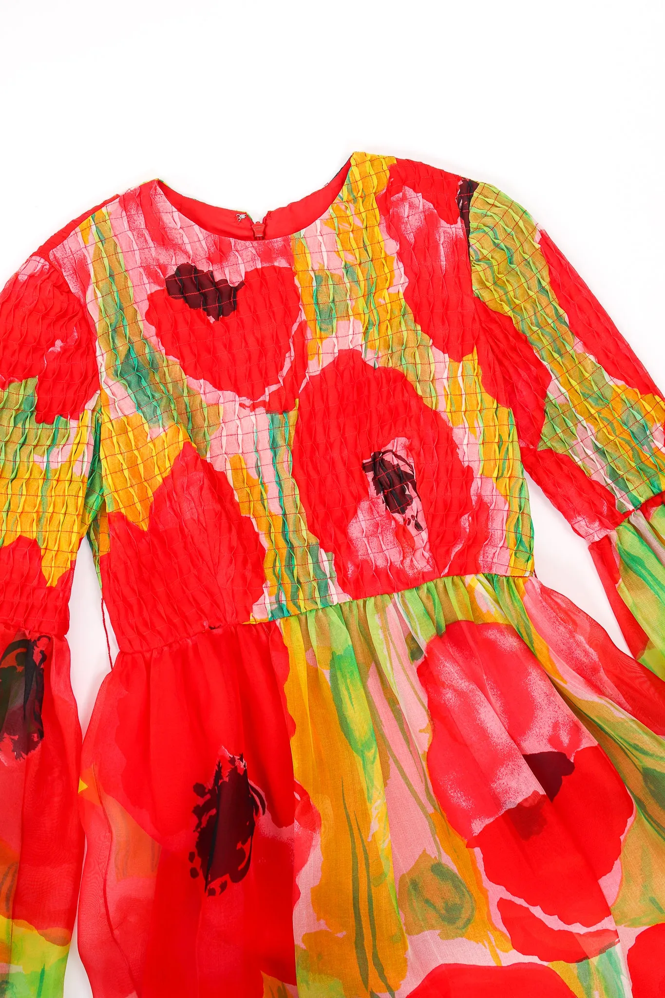 Watercolor Poppy Organza Dress