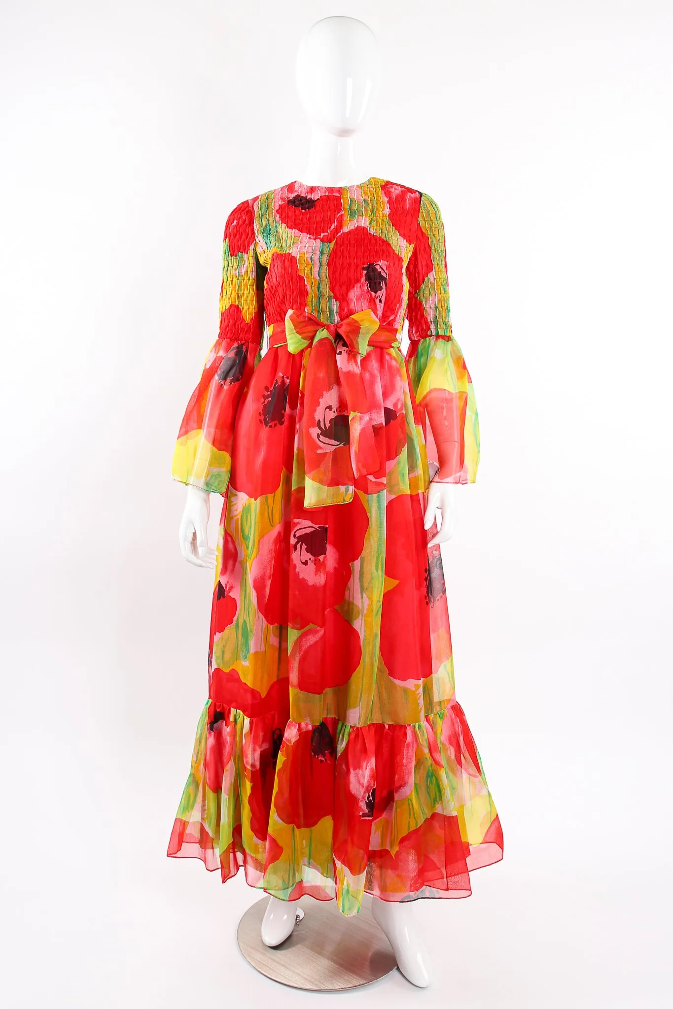 Watercolor Poppy Organza Dress