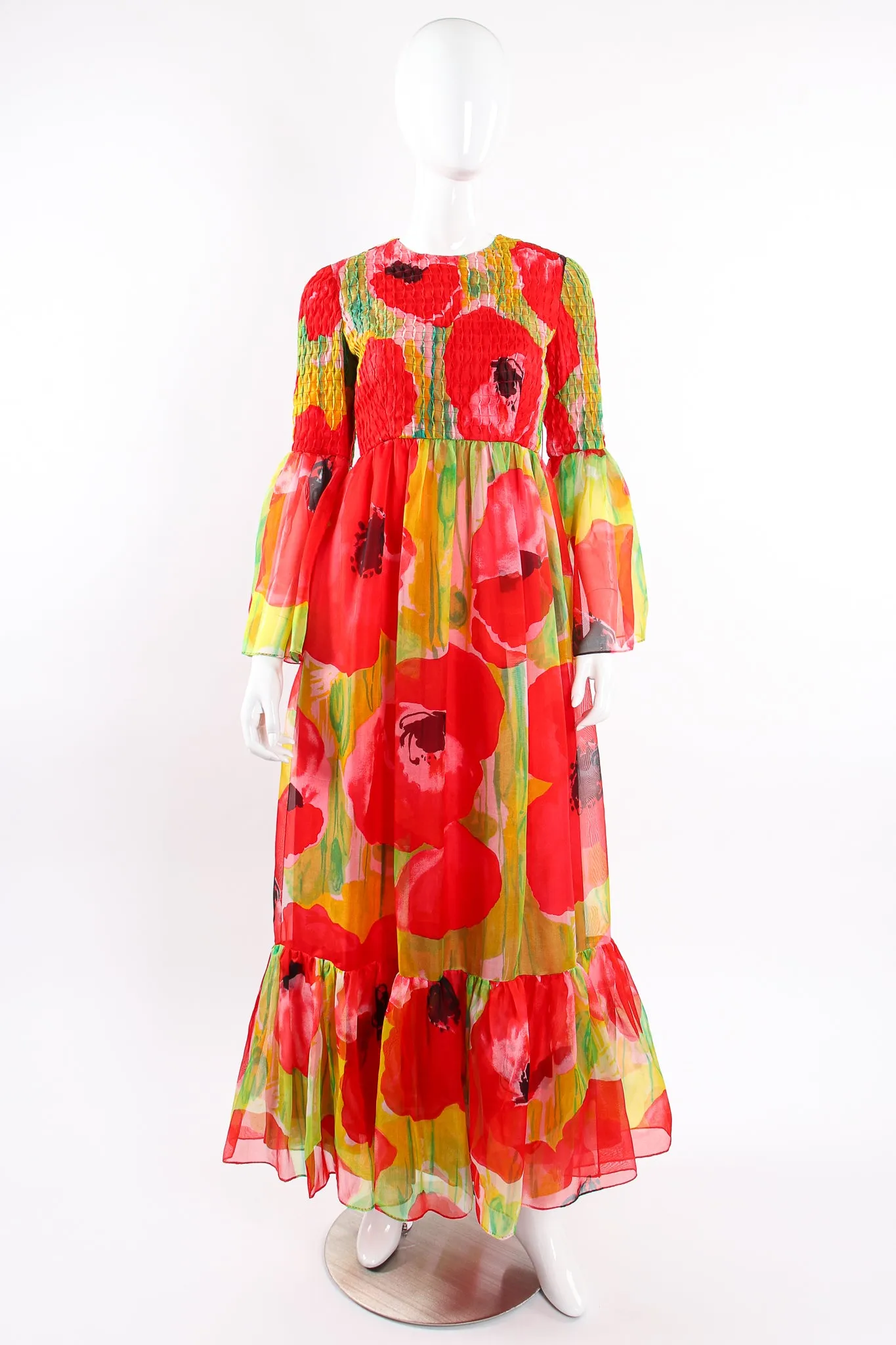 Watercolor Poppy Organza Dress