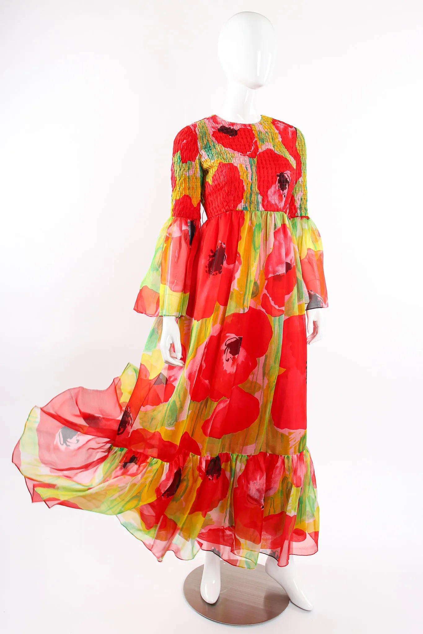 Watercolor Poppy Organza Dress