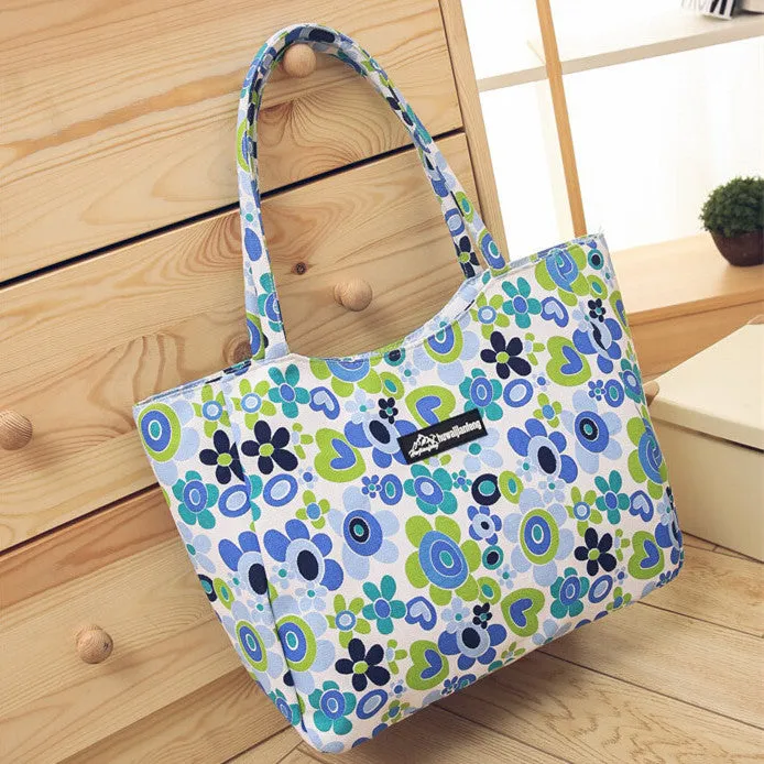 Waterproof Canvas Casual Zipper Shopping Bag