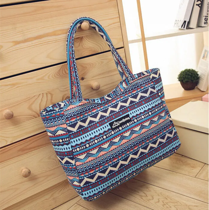 Waterproof Canvas Casual Zipper Shopping Bag