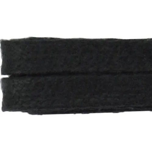Waxed Cotton 1/4" Flat Dress Laces Custom Length with Tip - Black (1 Pair Pack) Shoelaces