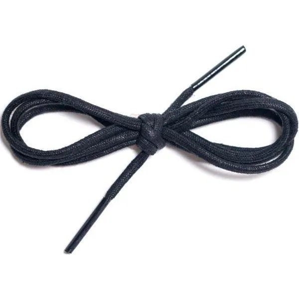 Waxed Cotton Dress Round 1/8" - Black (12 Pair Pack) Shoelaces