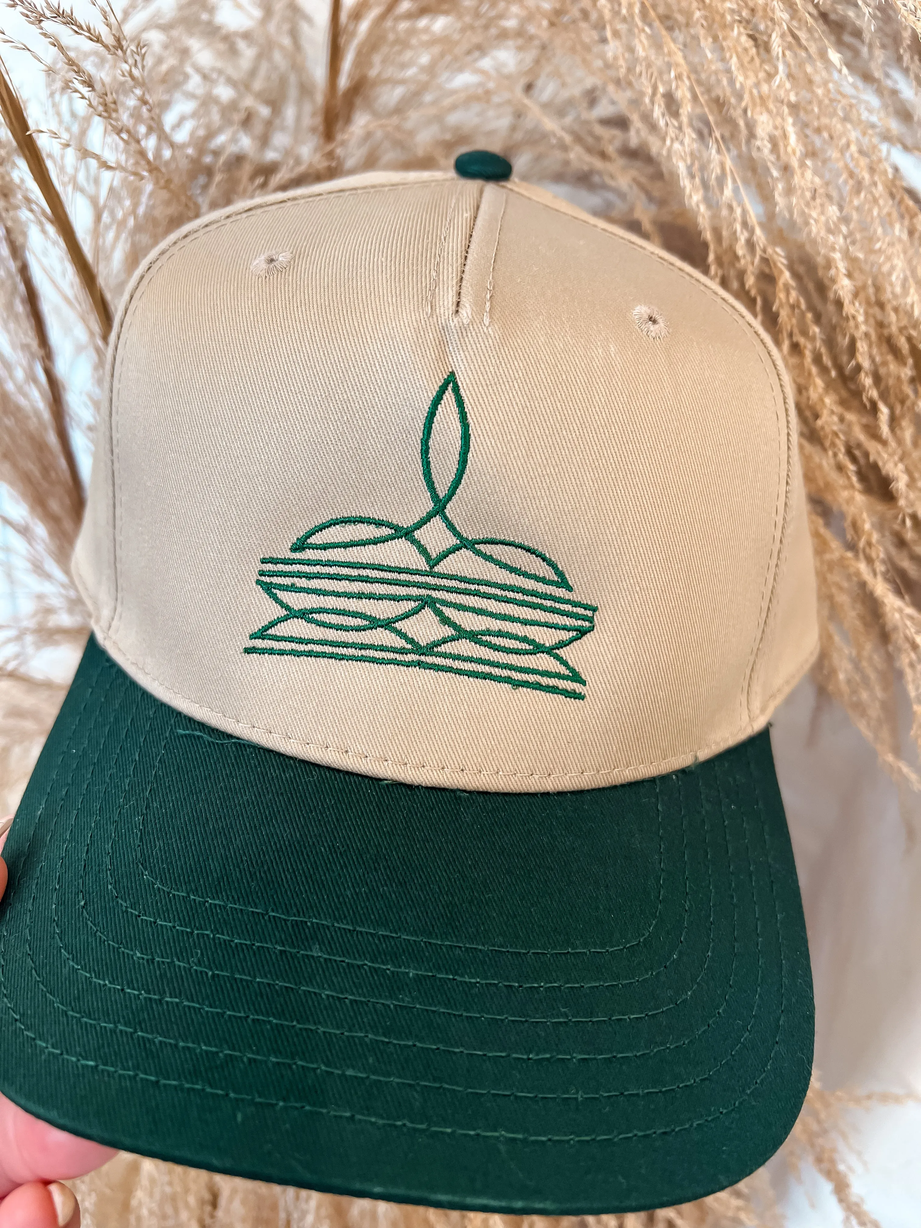 Western Footprint Canvas Trucker Hat - Green