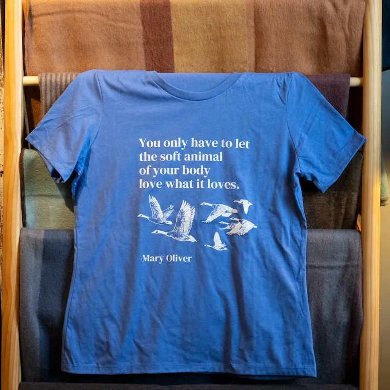 Wild Geese - Mary Oliver T-Shirt in Blue