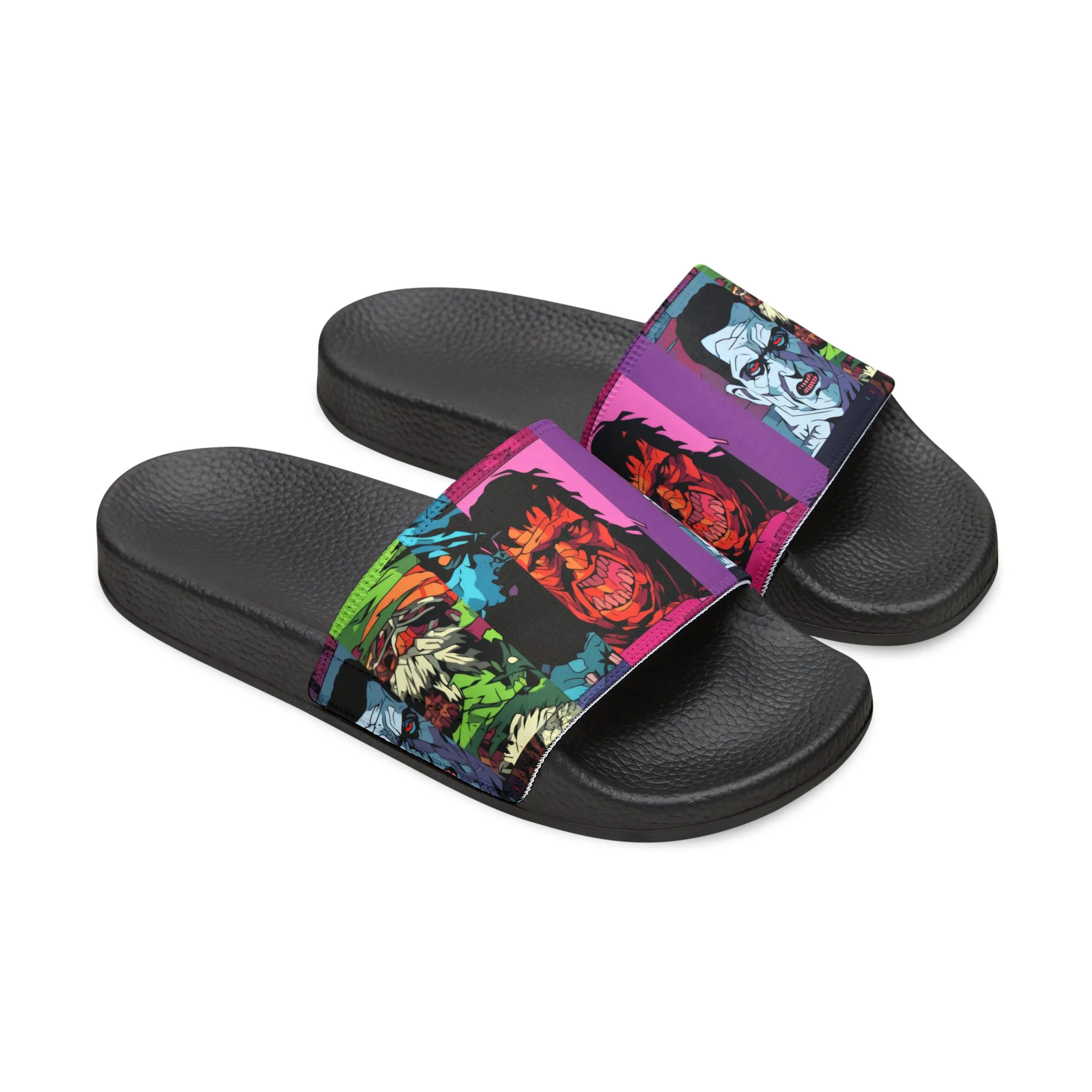 Women's Slide Sandals - Spooky Monsters Anime Beta