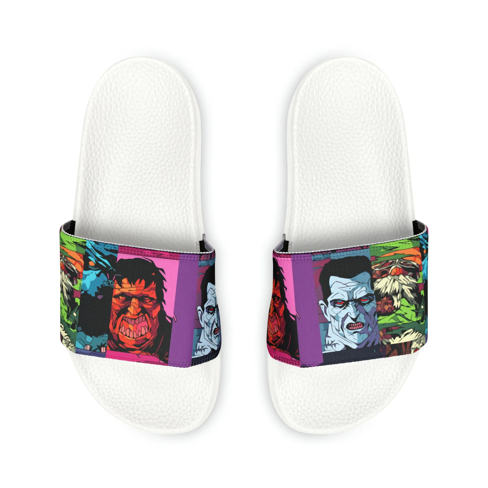 Women's Slide Sandals - Spooky Monsters Anime Beta