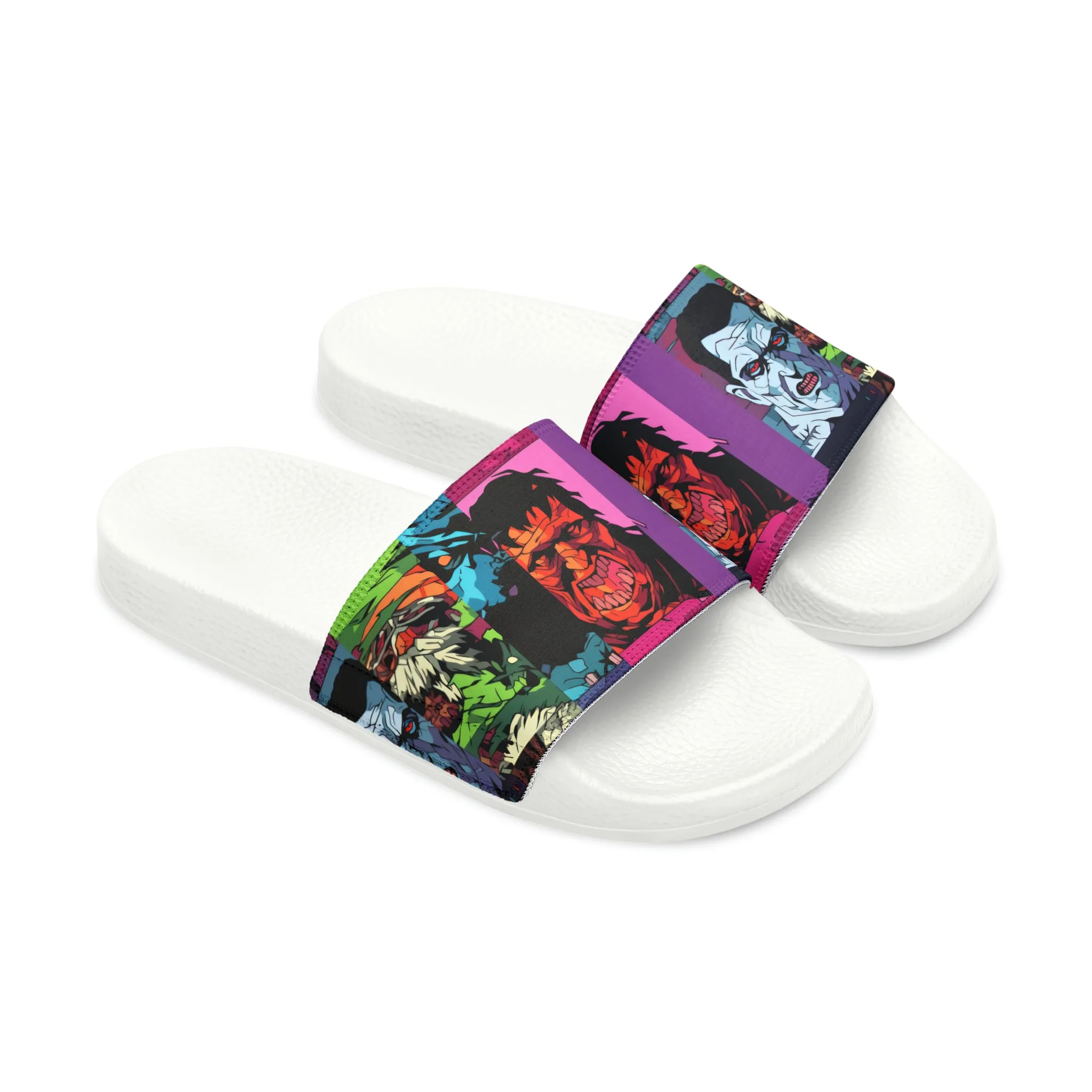 Women's Slide Sandals - Spooky Monsters Anime Beta