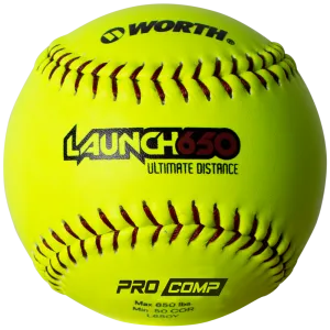 Worth Launch 650 Ultimate Distance 12" 50/650 Composite Slowpitch Softballs: L650Y