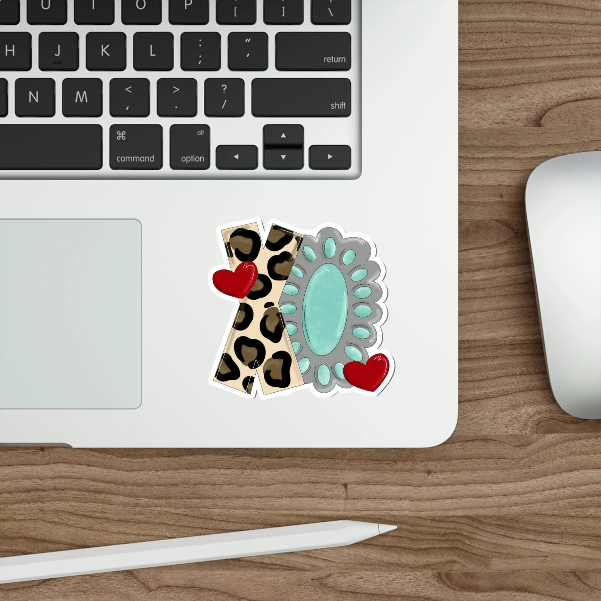 XO Western Leopard print and Concho Die-Cut Stickers
