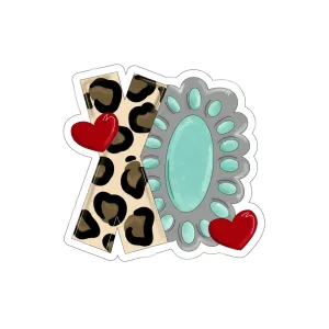 XO Western Leopard print and Concho Die-Cut Stickers