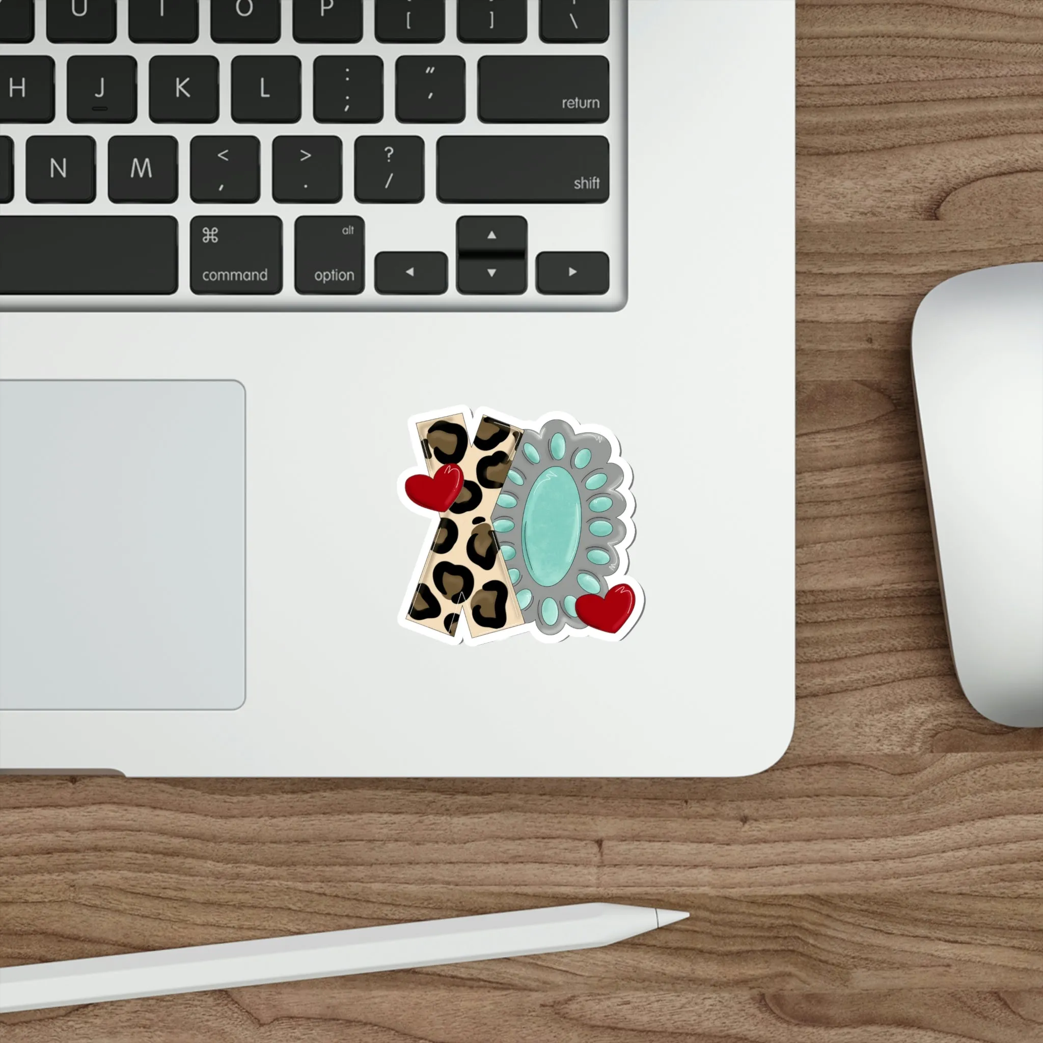 XO Western Leopard print and Concho Die-Cut Stickers
