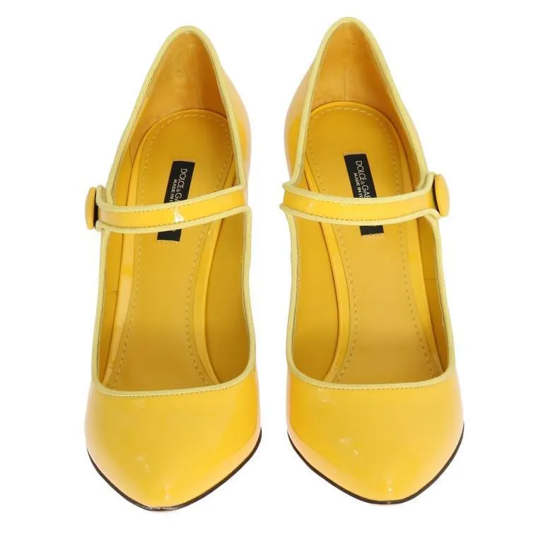 Yellow Heels Mary Janes Leather Pumps