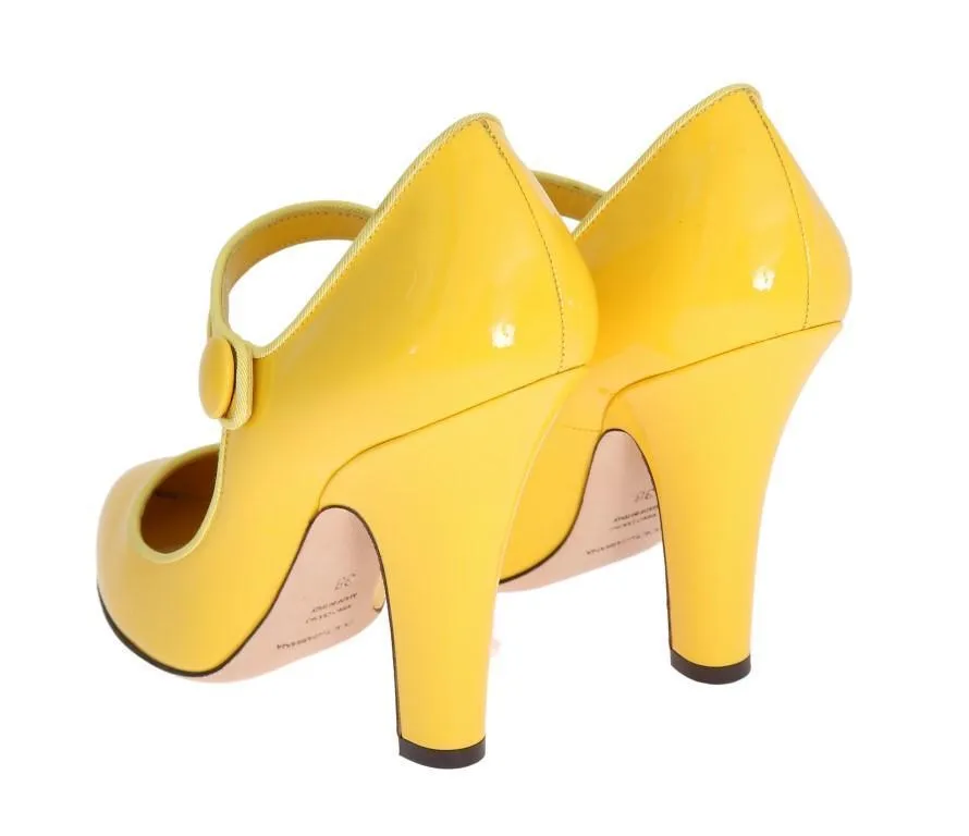 Yellow Heels Mary Janes Leather Pumps
