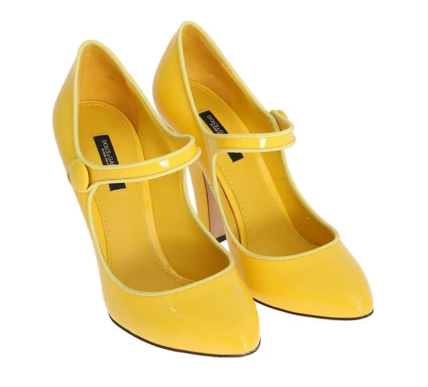 Yellow Heels Mary Janes Leather Pumps
