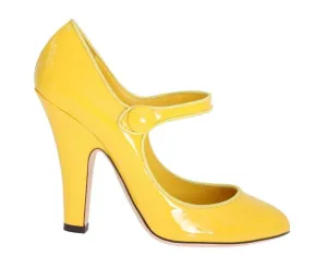 Yellow Heels Mary Janes Leather Pumps