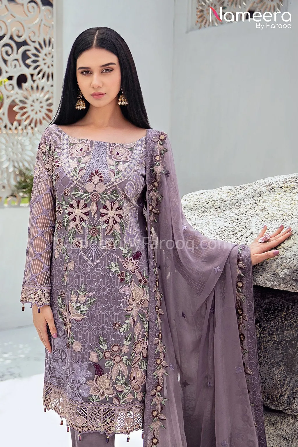 Zara Shahjahan Pakistani Purple Dress Online #PF110