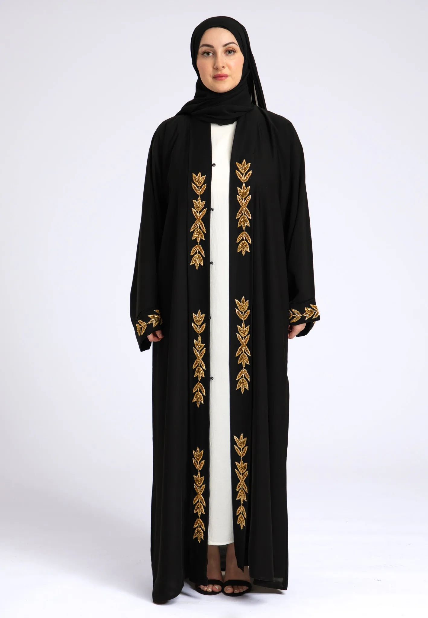 Zunairah Gold Leaf Open Abaya