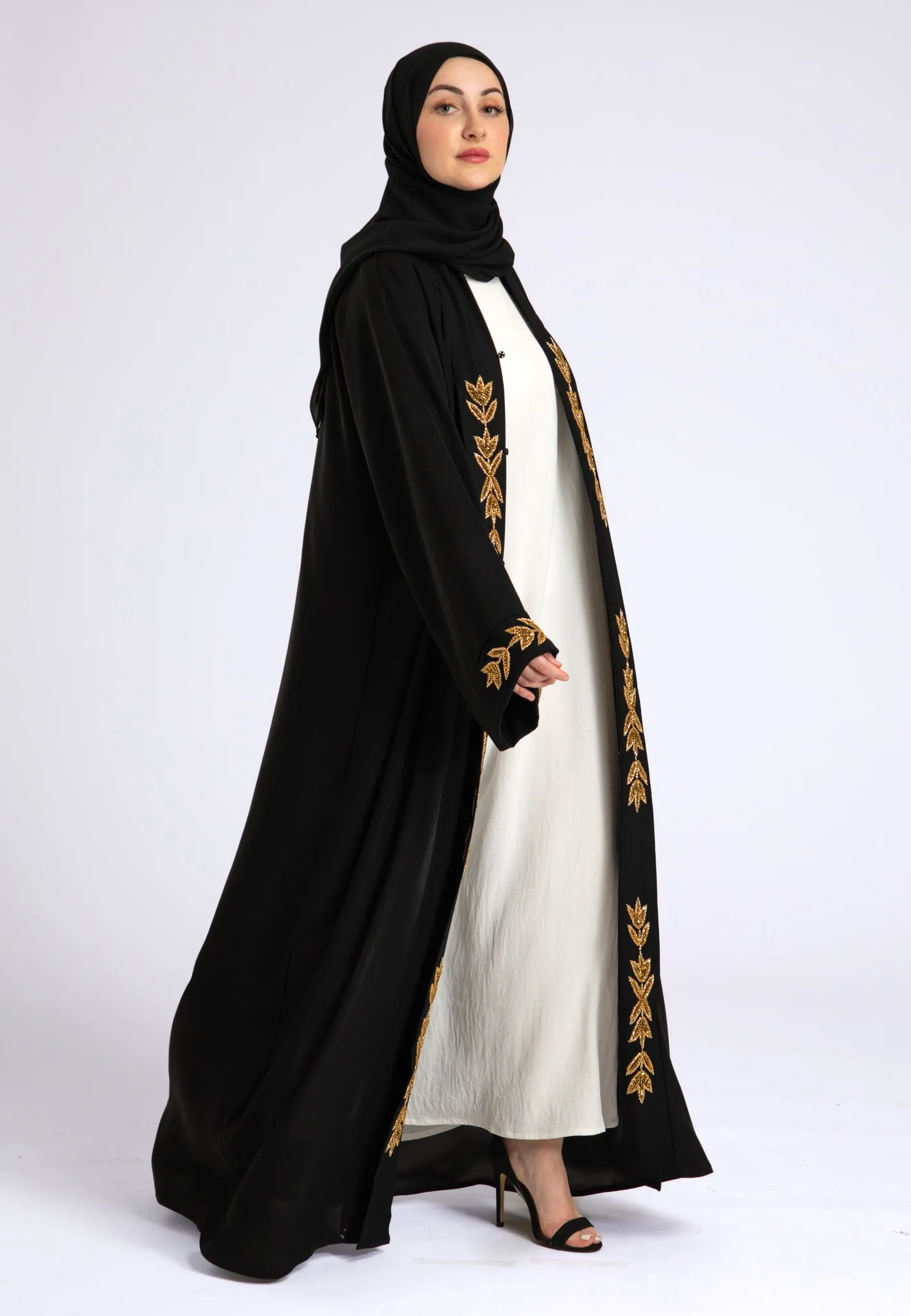 Zunairah Gold Leaf Open Abaya